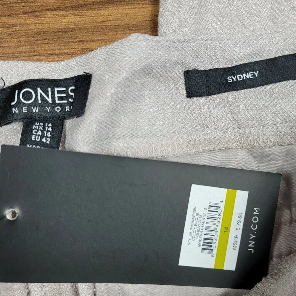 Jones New York Sydney Classic Straight Leg Womens Pants SZ14